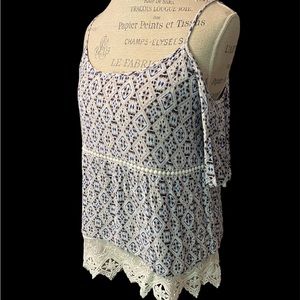 Layered lace off the shoulder blouse